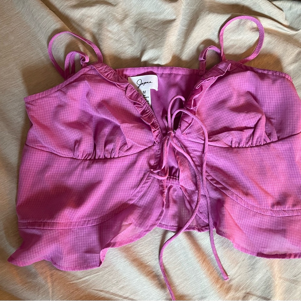 Japna Pink Ruched top with Adjustable Straps